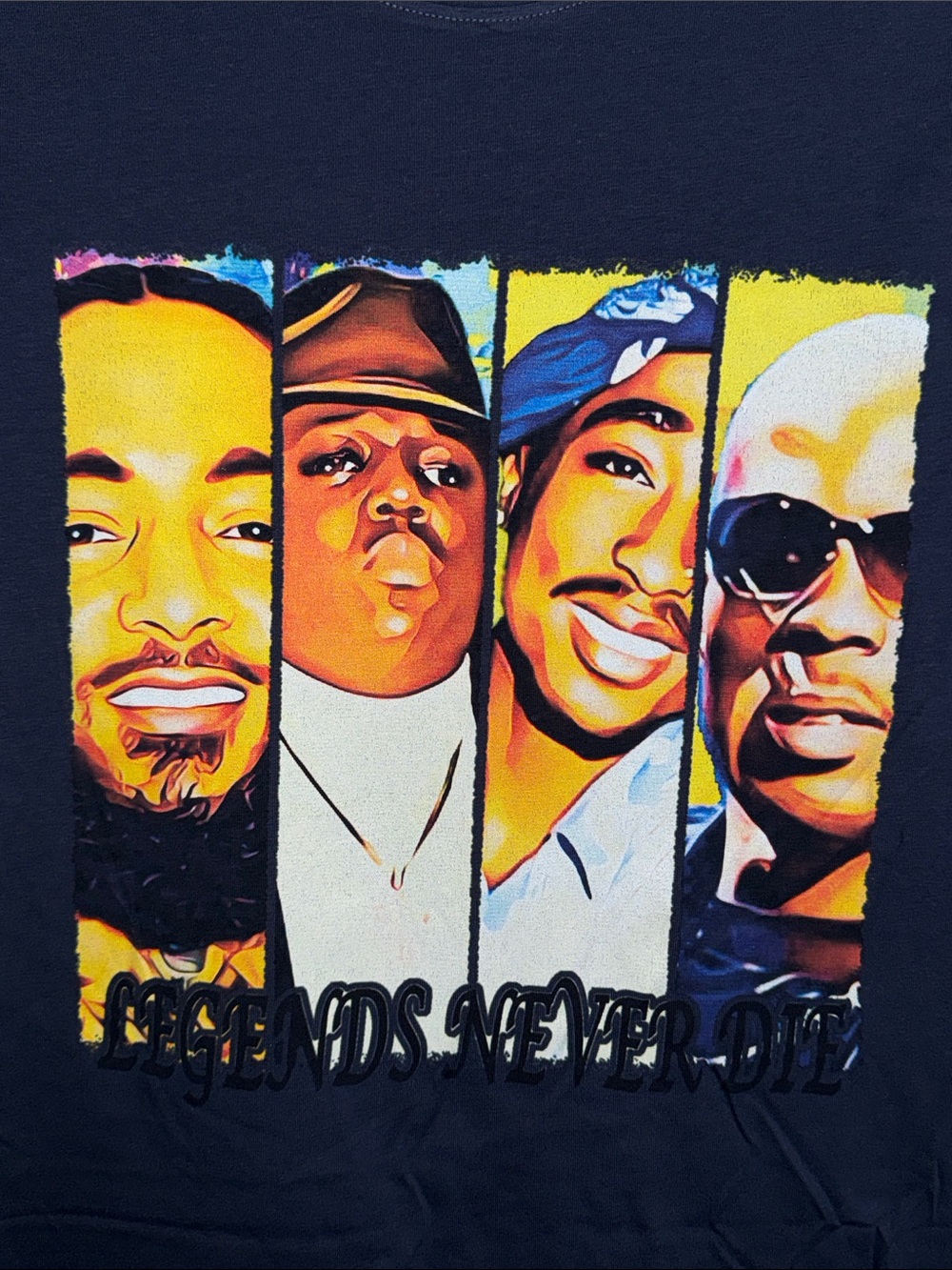 Reserved Navy Short-Sleeve Tee with Colorful Hip-Hop Portrait Graphic - Picture 3 of 5